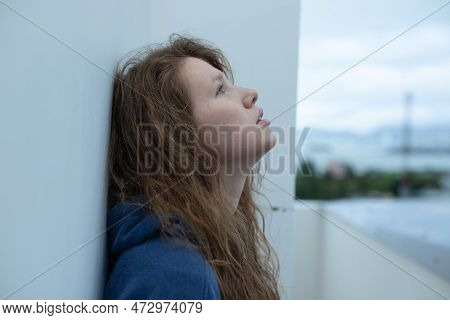 Portrait Of Sad Depressed Upset Young Desperate Woman, Crying Girl With Red Tearful Eyes With Tears.
