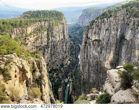 Landscape Tazi Canyon In Manavgat, Antalya, Turkey Aerial Top View.