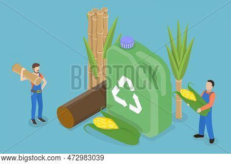 3d Isometric Flat Vector Conceptual Illustration Of Eco Biofuel, Alternative Power