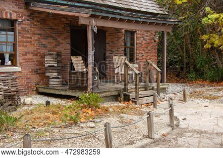 Old House In The Park Of Key Biscane Near Miami, Florida In The United States