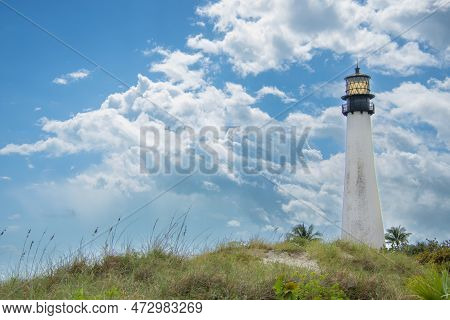 Key Biscane Point Lighthouse Near Miami, Florida In The United States