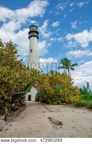 Key Biscane Point Lighthouse Near Miami, Florida In The United States