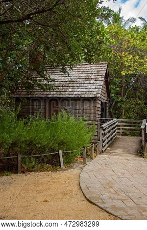 Old House In The Park Of Key Biscane Near Miami, Florida In The United States