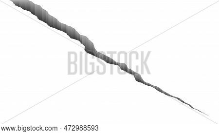 Earthquake Crack Or Global Crisis Concept. Surface Cracked Ground Perspective View. Seismic Vibratio