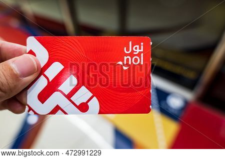 Dubai, Uae - October 2022: Nol Card In Dubai. Nol Card Is An Electronic Ticketing Card For Dubai Met