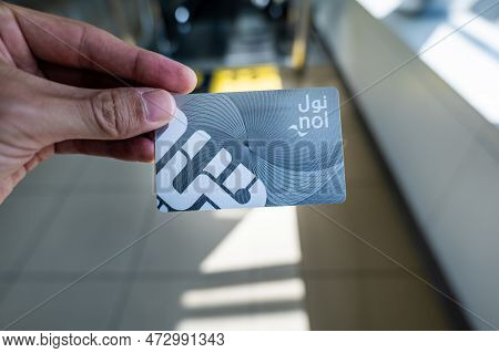 Dubai, Uae - October 2022: Nol Card In Dubai. Nol Card Is An Electronic Ticketing Card For Dubai Met