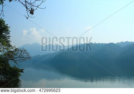 Pokhara, Nepal - November 23, 2017 : Tourists And Local People Travel And Ride The Boat At Begnas La