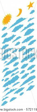 Isometric Clouds Sun Moon And Star