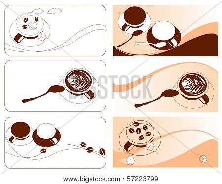 Collection Of Coffee Cup Banners.
