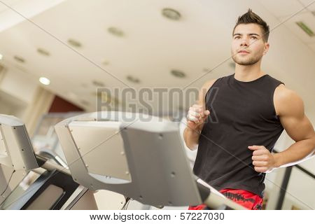 Young Man Training In The Gym