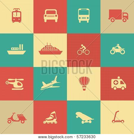 Retro Transportation Icons Design Elements