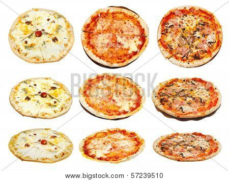 Set Of Three Kinds Of Italian Pizza