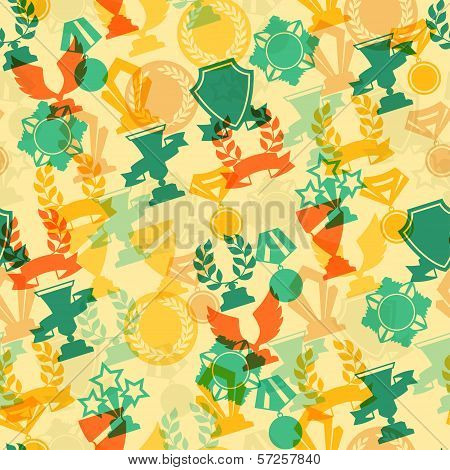 Seamless pattern with trophy and awards.