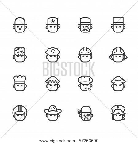 Occupation Black Vector Icon Set 1 On White Background