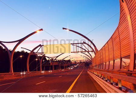 Empty Billboard On Night Highway