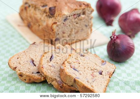 Home made Bread with onion and bacon