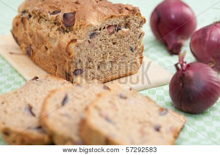 Home made Bread with onion and bacon