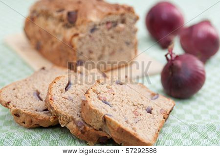 Home made Bread with onion and bacon