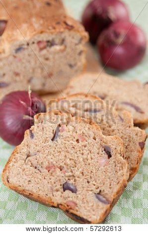 Home made Bread with onion and bacon