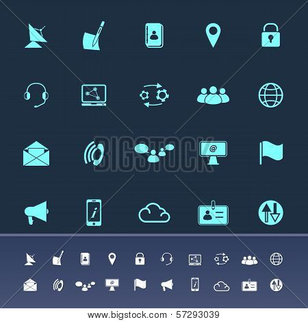 Communication Color Icons On Navy Background