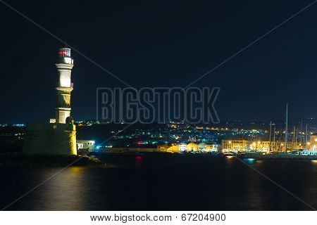 Chania Town (crete,greece), Light House At Night