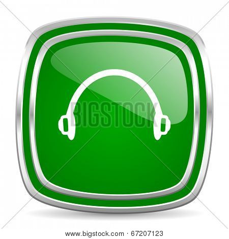 headphones glossy computer icon on white background