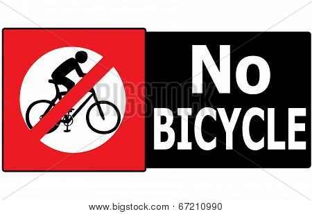 No Allow Bicycle Sign Label