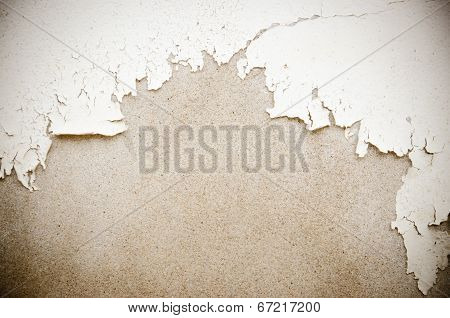White Painted Concrete Wall Surface Crack.