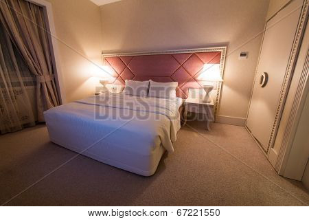 GABALA - MAY 18: Room in Riverside Hotel on May 18, 2014 in Gabala, Azerbaijan. Riverside hotel is first 5 star hotel in Gabala, Azerbaijan