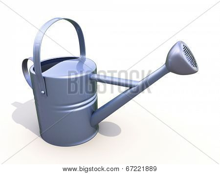 Watering can made of metal on white background