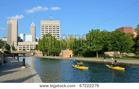 Kayakers In Indianapolis Central Canal