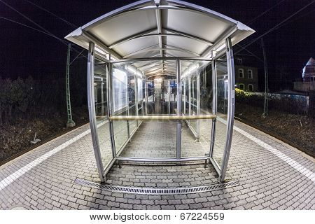 Empty Station Early Morning In The Dark