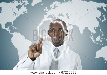 African Business Man Working In Virtual Environment