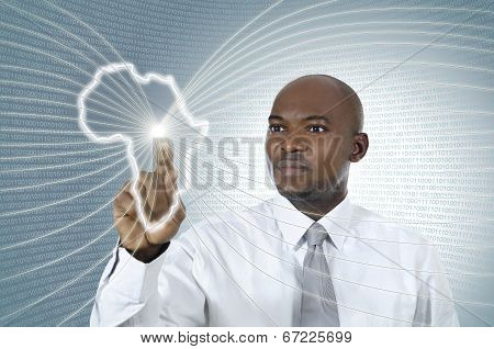 African Business Man Working In Virtual Environment
