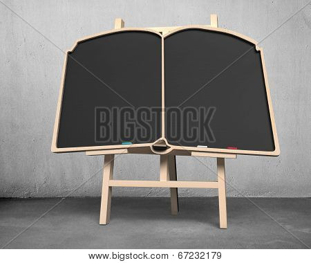 Blank Blackboard In Book Shape On Easel