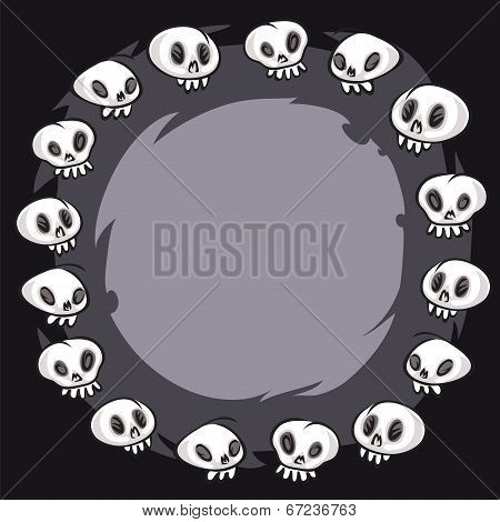 Cartoon Skulls Round Frame
