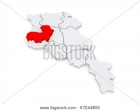 Map of Aragatsotn. Armenia. 3d