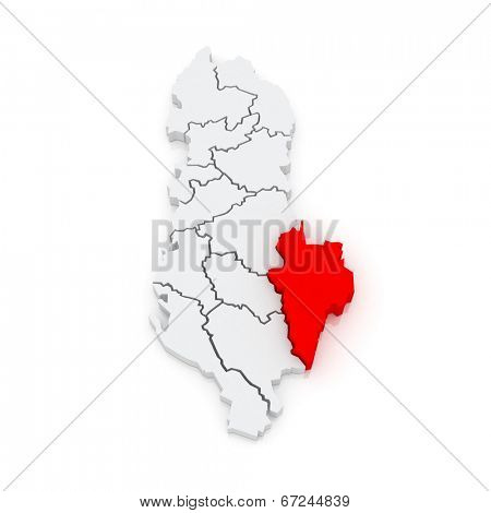 Map of Korca. Albania. 3d