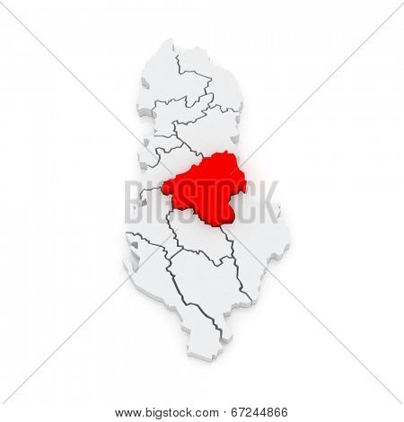 Map of Elbasan. Albania. 3d