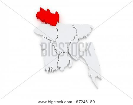 Map of Rangpur. Bangladesh. 3d