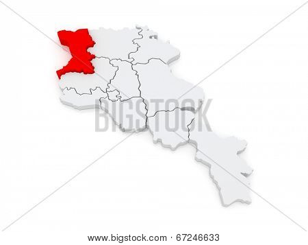 Map of Chirac. Armenia. 3d