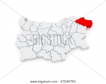 Map of Dobrich Province. Bulgaria. 3d
