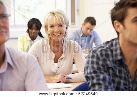Senior student in class