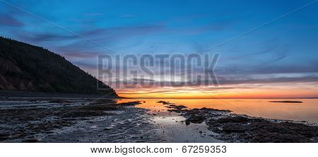 Panorama Of  Ocean Beach At The Crack Of Dawn (low Tide)