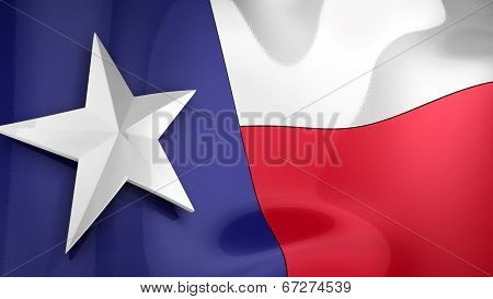 Reflective 3D Rendering Of The State Flag Of Texas