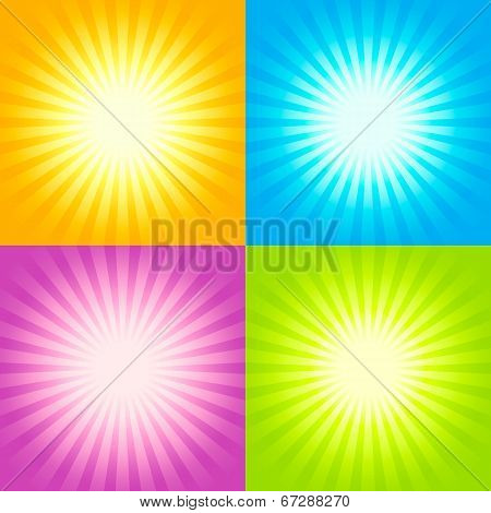 Set Of Sunburst Backgrounds