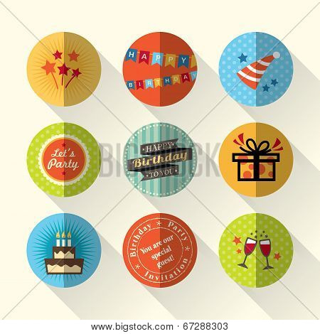 Birthday Flat Icon Set