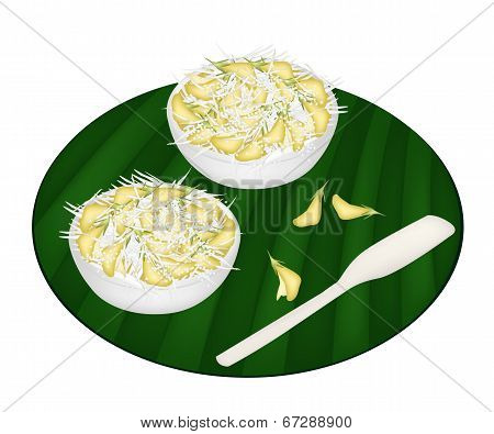 Delicious Sesbania Javanica Dessert with Shredded Coconut