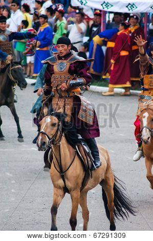 Rider Dressed As Warrior At Nadaam Opening Ceremony