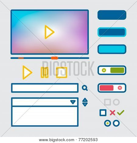 Web Design UI elements with bold stroke